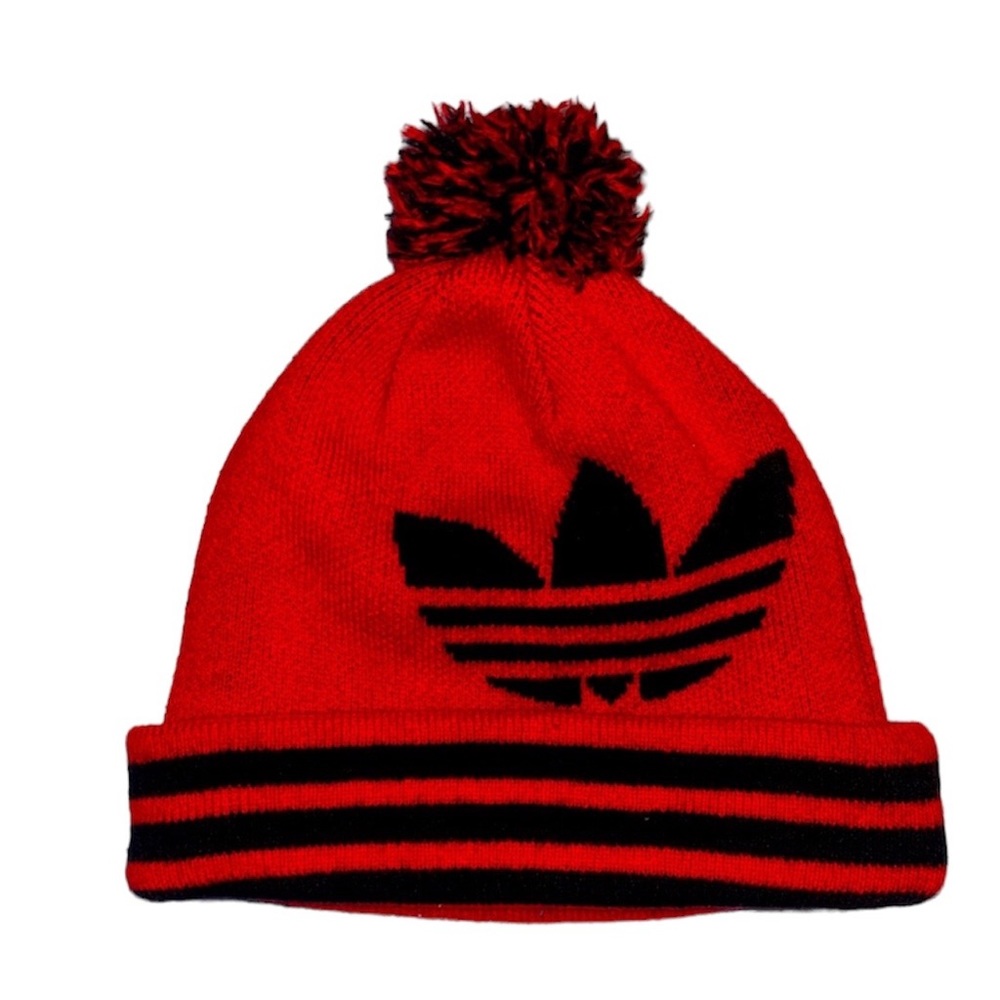 Adidas Red and Black Pompom Tuque/ Hat| OS